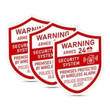 3PCS Security Alarm System Sign for 2.36IN, Red Warning 02