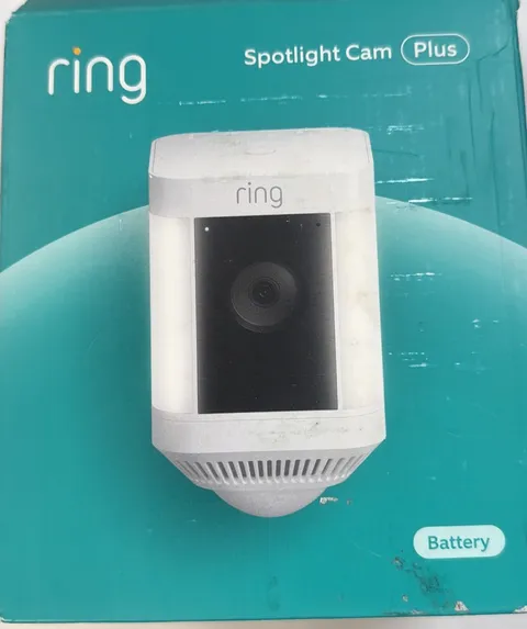 Ring Spotlight Cam Plus Battery Powered Outdoor Camera Lights and Siren White