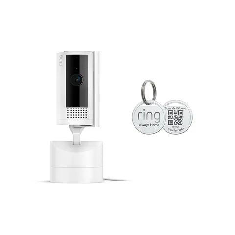 Pan-Tilt Indoor Cam, White with  Pet Tag