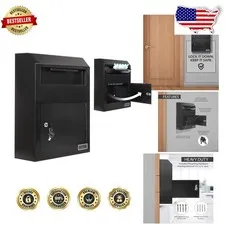 Heavy Duty Drop Box Safe, Secure Wall Mount Mailbox, 496 cu in, Black Steel