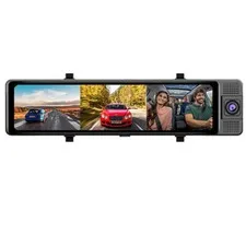 11.26in Touch Screen Dash Cam 1080P 3 Lens Car Rearview Mirror DVR Recorder