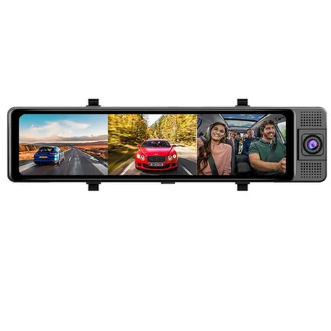 11.26in Touch Screen Dash Cam 1080P 3 Lens Car Rearview Mirror DVR Recorder
