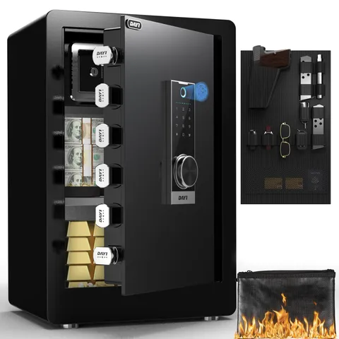 Biometric Fingerprint Safe Box, 3.0 Cu. Ft. Home Safes with Fireproof Bag, Di...