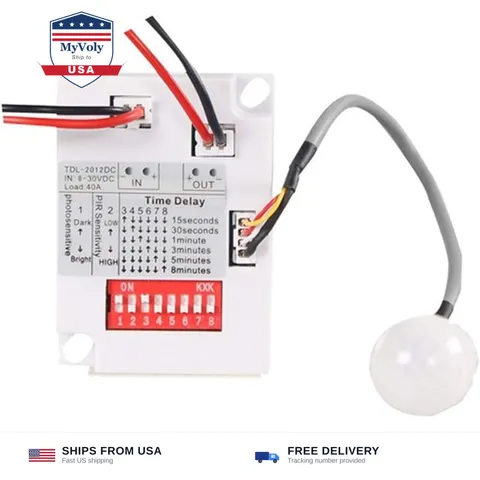 HiLetgo 12V 24V PIR Motion Sensor 7-10M Switch IR Infrared Human Body Inducti...