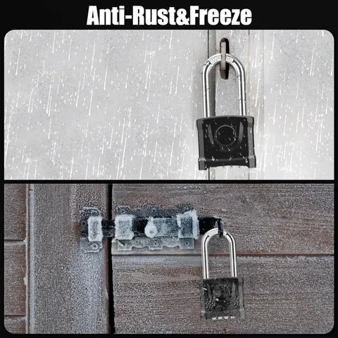 Long Shackle Heavy Duty Outdoor Padlock,  4 Digit Combination Padlock | 8mm A...
