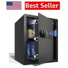 Tough Biometric Handgun Safe with Quick Access, Steel Construction 1.69 Cu Ft