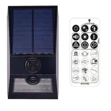 Outdoor Motion Sensor Alarm with Barking Dog Sound,Warning Light Solar Powere...