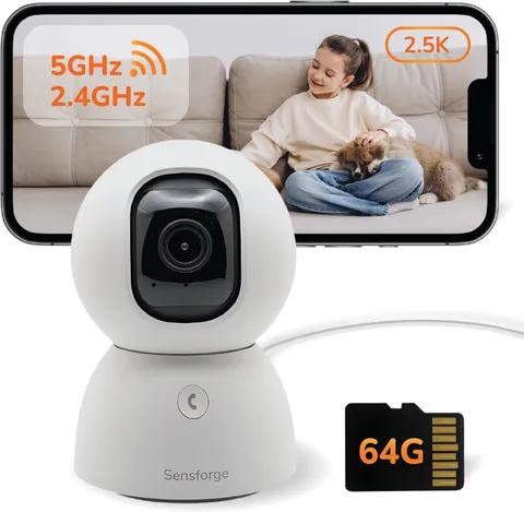 2.5K Indoor Pan-Tilt Security Camera, 360° Dual-Band 2.4/5GB Wi-Fi Camera for Ho