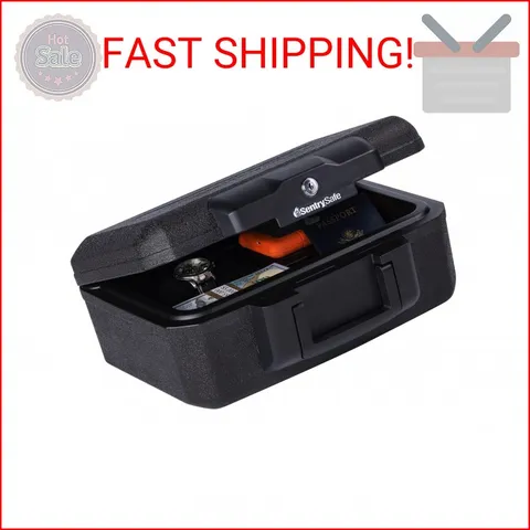 SentrySafe Fireproof Money Safe with Key Lock, Black Lock Box with Portable Carr