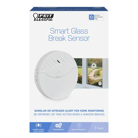 Feit Electric Smart Wi-Fi Glass Break Sensor with Audible Alarm, White