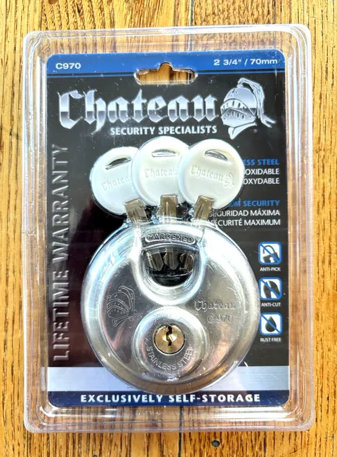 Storage Security Lock Chateau C-970 New with Three Keys 2 3/4" 70mm