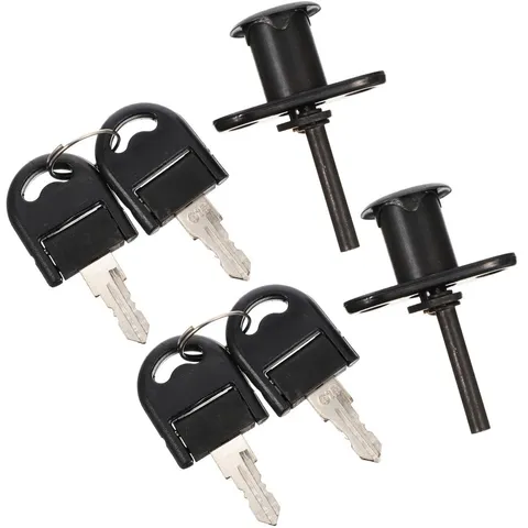2Pcs Heavy Duty Black Steel Office Desk Locks for Triple Drawer Cabinets