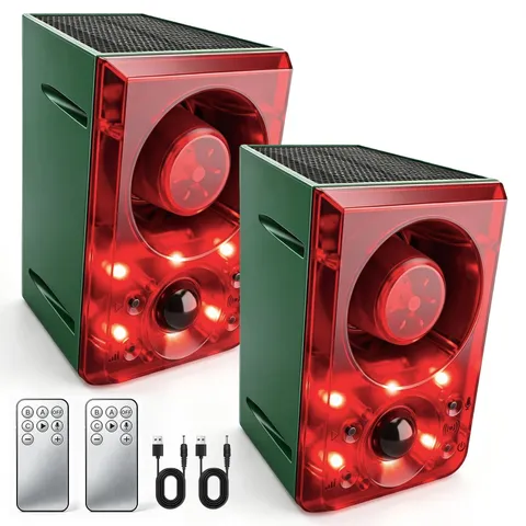 Solar Outdoor Motion Sensor Alarm Dog Barking Gunshot Sound 130dB