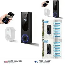 1080P Video Doorbell Camera Wireless, Battery Powered, Night Vision, 2-Way Au...