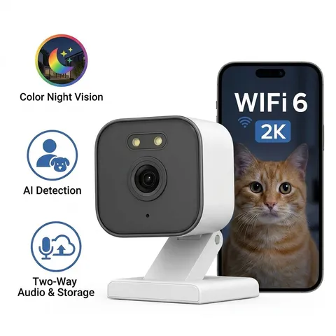 2K Smart Security Camera 2.4GHz & 5GHz WiFi6 Indoor Cameras for Home Security