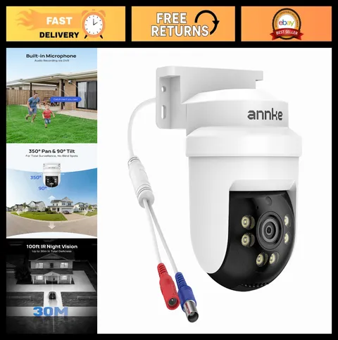 5MP CCTV Security Dome Camera - Wired, 350° Pan, 90° Tilt, Night Vision, Indoor/
