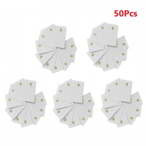 50Pcs ISO7816 Contact SLE 4442 Chip PVC Smart White IC Cards For Rental c