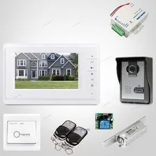 7" Video Door Intercom System Electric Strike Lock Set Included for House/ Flat