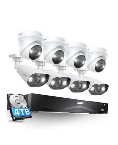32CH 4K PoE Security Camera System,8pcs 8MP Indoor Outdoor IP 4K-16CH+8Cam+4TB