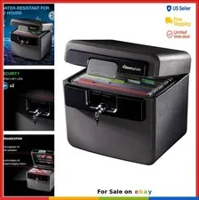Fireproof Safe Box 0.65 cu ft Water Resistant Key Lock Document Organizer Home