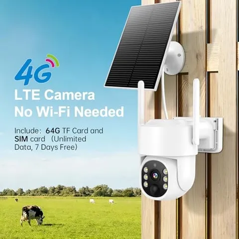 NOAHEYE 4G LTE CELLULAR SOLAR SECURITY CAMERA WIRELESS OUTDOOR, NO WIFI -  WHITE