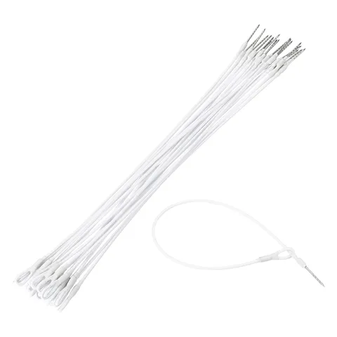 20Pcs Security Tags Lanyards Wire Loop (10", White), Steel Wire Cable Loop