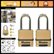 Heavy Duty Weather Resistant Combination Padlock, Resettable, 2 Pack, Outdoor Us
