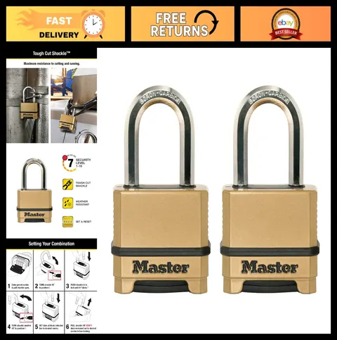 Heavy Duty Weather Resistant Combination Padlock, Resettable, 2 Pack, Outdoor Us