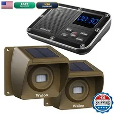 Wuloo Solar Driveway Alarm Wireless 1800ft Range Motion Sensor 1&2-Brown