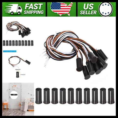 PATIKIL Magnetic Reed Switch 10 Pack Wired Recessed Door Window Sensor Brown