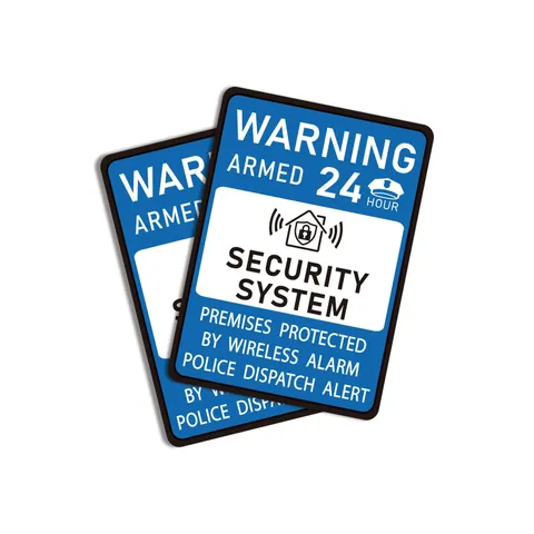 2PCS Security Alarm System Sign for Home, 4.4IN, Warning 222