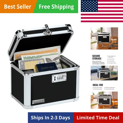 Secure Security Lock Boxes - Safe Combination Lock Box, Storage for Documents...