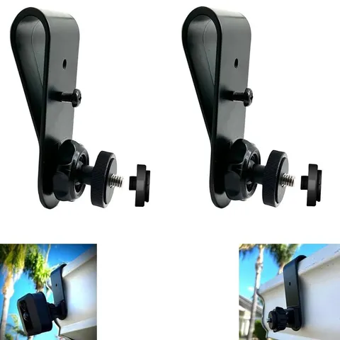 (2 Pack,Black) Two Sets of Rigid Rain Gutter Mount for Security Camera - Easy...