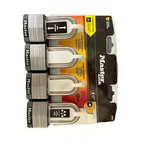 Master Lock Stainless Steel Keyed Alike Weatherproof Padlocks 2in 4-Pack