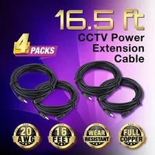 4 Packs 16.5ft Power Extension Cable for CCTV Home Security Camera System WiFi