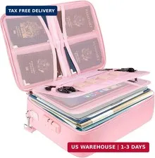 BALEINE Fireproof Document Box with Lock, Portable Fireproof Document Bag Waterp
