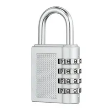 Combination Padlock (Large, Silver), 4-Digit Shackle Code Locks