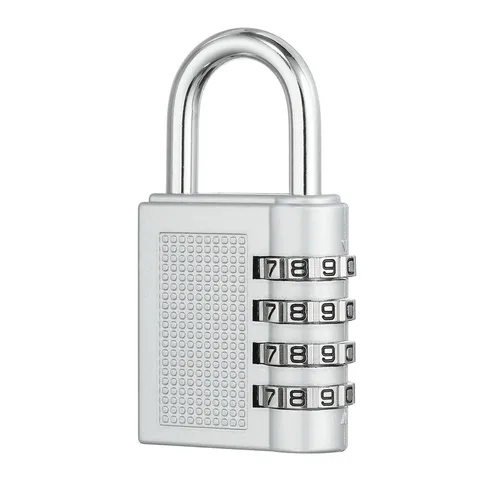 Combination Padlock (Large, Silver), 4-Digit Shackle Code Locks