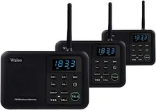 Wuloo Wireless Intercoms 1 Mile 22 Channel 3 Stations Black