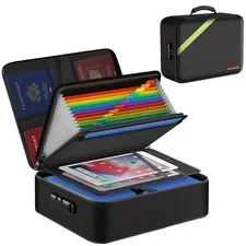 15"*11"*3.95" Fireproof Document Bag Money Bag Home Office Travel Safe Storag...