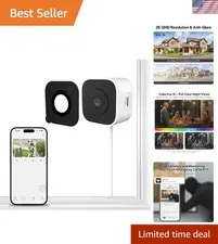 3MP 2K Window Camera, Indoor Camera for Home Security with Full-Color Night V...
