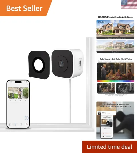 3MP 2K Window Camera, Indoor Camera for Home Security with Full-Color Night V...