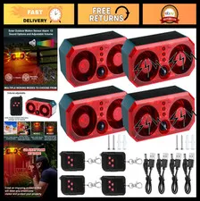 4 Pcs Solar Motion Sensor Alarm - Animal Deterrent, Dog Barking Control, 130dB,