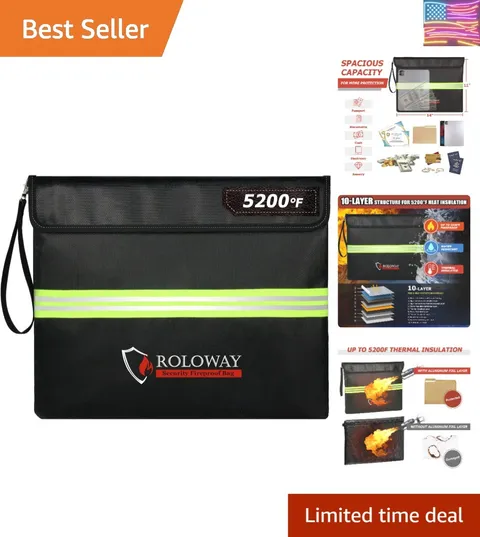 Fireproof Document Bag 14 x 11 inch with 5200℉ Upgraded Aluminum Foil Layer, ...