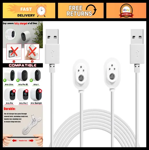 2 Pack USB Magnetic Charging Cable for Arlo Pro 3/4/5S, Ultra 2 Security Camera