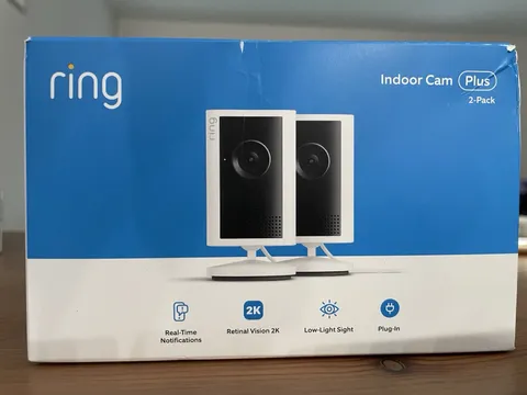 New 2-Pack Ring Indoor Cam Plus Retinal Vision 2K Low Light Sight Motion