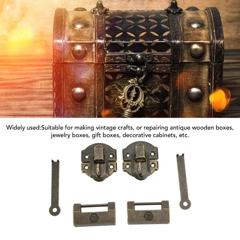 Retro Buckle Lock Zinc Alloy Decorative Padlock with Screw Key for Jewelry Box