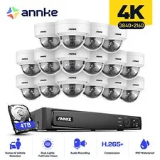 ANNKE 8CH 16CH 12MP NVR 4K Audio POE Security Camera System Color Night Outdoor