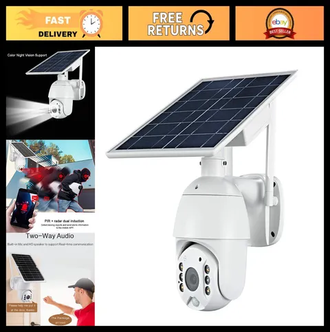100% Wire-Free Solar Powered 1080P WiFi Security Camera - Motion Detection, Nigh