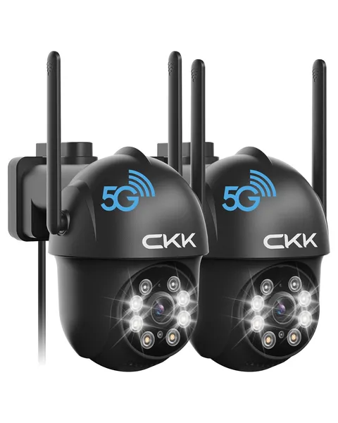 2K Security Camera Outdoor Corded Power, 2 Pcs 3MP PTZ WiFi Home Security Cam...